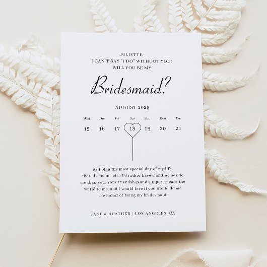 Hedendaagse kalender bruidsmeisje vraag foto kaart