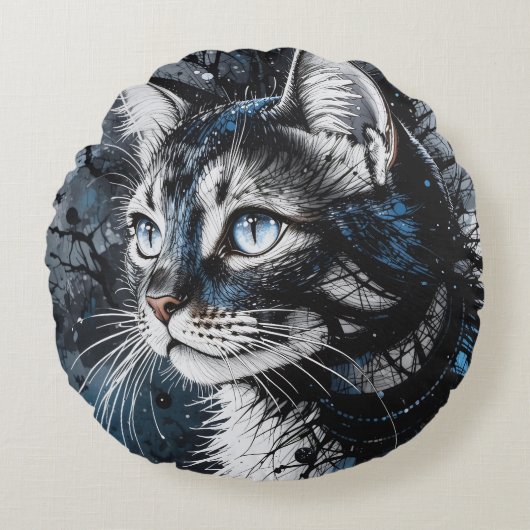 Hedendaagse kat rond kussen (Voorkant)