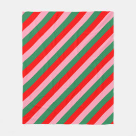 Hedendaagse Kerst Candy Strepen Fleece Deken