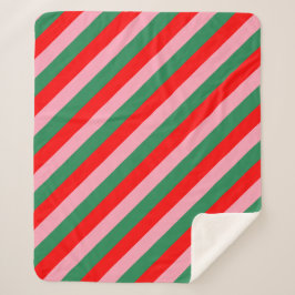 Hedendaagse Kerst Candy Strepen Sherpa Deken