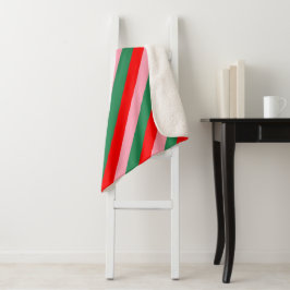 Hedendaagse Kerst Candy Strepen Sherpa Deken