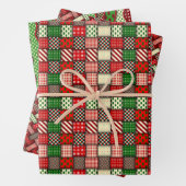 Hedendaagse kerst en quilt thema inpakpapier vel (In situ)