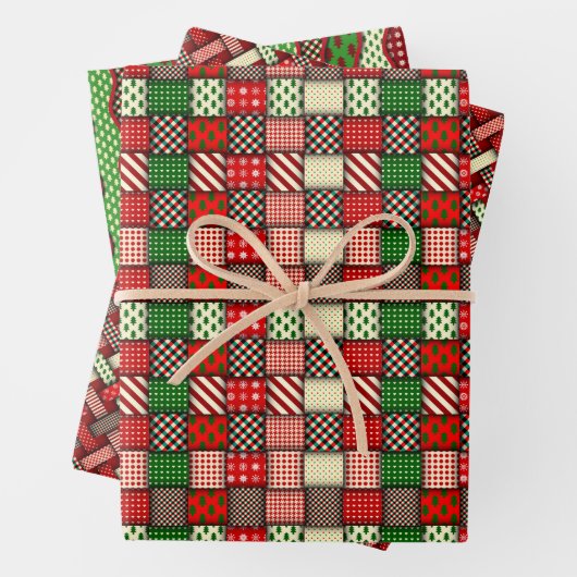 Hedendaagse kerst en quilt thema inpakpapier vel (In situ)