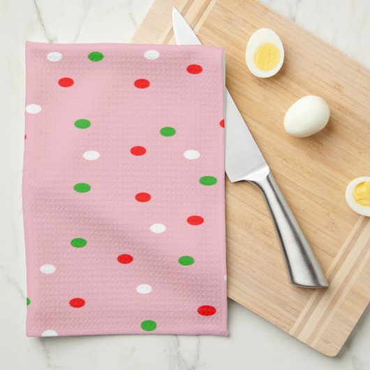 Hedendaagse kerst Polka Dots Theedoek (Quarter Fold)
