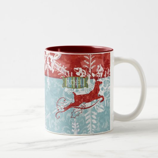 Hedendaagse kerst rendier Noel Coffee Cup Tweekleurige Koffiemok (Rechts)