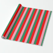 Hedendaagse Kerst Strepen Cadeaupapier (Uitgerold)