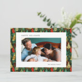 Hedendaagse kerstbomen Patroon Foto Happy Feestdagenkaart (Staand voorkant)