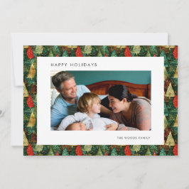Hedendaagse kerstbomen Patroon Foto Happy Feestdagenkaart