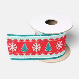 Hedendaagse kerstbomen Sneeuwvlokken Patroon Satijnen Lint