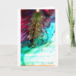 Hedendaagse kerstboom buitenlucht kaart