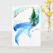 Hedendaagse kerstboom in een Zee van bomen Kaart (Gele Bloem)
