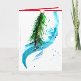 Hedendaagse Kerstboom vat seizoen geest Kaart
