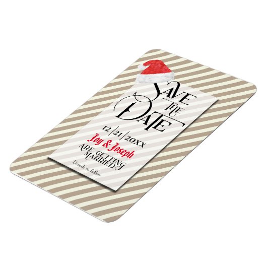 Hedendaagse kerstbruiloft met Red Santa Hat Magneet (Linkerzijde)