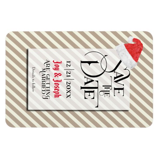 Hedendaagse kerstbruiloft met Red Santa Hat Magneet (Horizontaal)