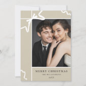 Hedendaagse Kerstcadeau Bow Fotovakantie Feestdagenkaart (Voorkant)