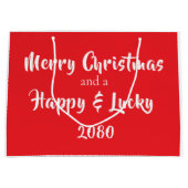 Hedendaagse kerstcadeautas met scriptlettertype groot cadeauzakje (Voorkant)