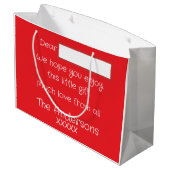 Hedendaagse kerstcadeautas met scriptlettertype groot cadeauzakje (Achterkant Gekanteld)