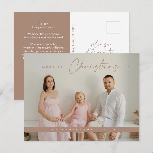 Hedendaagse kerstgroet, familiefoto briefkaart (Voorkant / Achterkant)