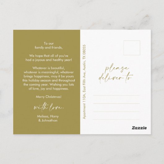 Hedendaagse kerstgroet, familiefoto briefkaart (Achterkant)