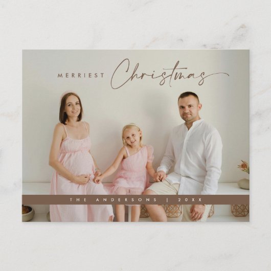 Hedendaagse kerstgroet, familiefoto briefkaart (Voorkant)