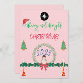 Hedendaagse Kerstkrans Merry And Bright Kerstmis 2 Feestdagenkaart (Voorkant / Achterkant)