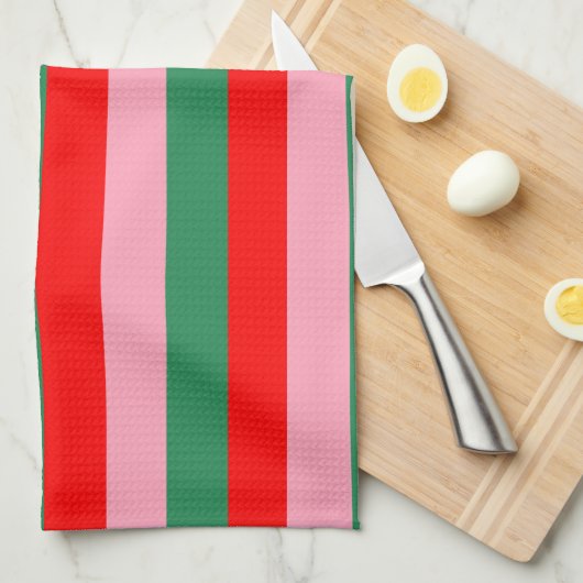 Hedendaagse kerststrepen theedoek (Quarter Fold)