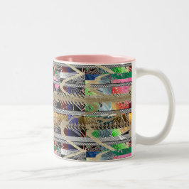 Hedendaagse Kleurrijke Geometrische Abstracte  Tweekleurige Koffiemok