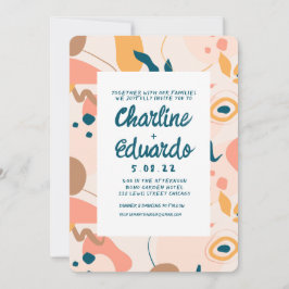 Hedendaagse Kleurrijke Pastel ModernWedding Kaart