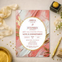 Hedendaagse Koraal Elegantie Verbintenisceremonie Kaart