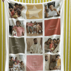 Hedendaagse kubus fotorooster Kerstmis Fleece Deken