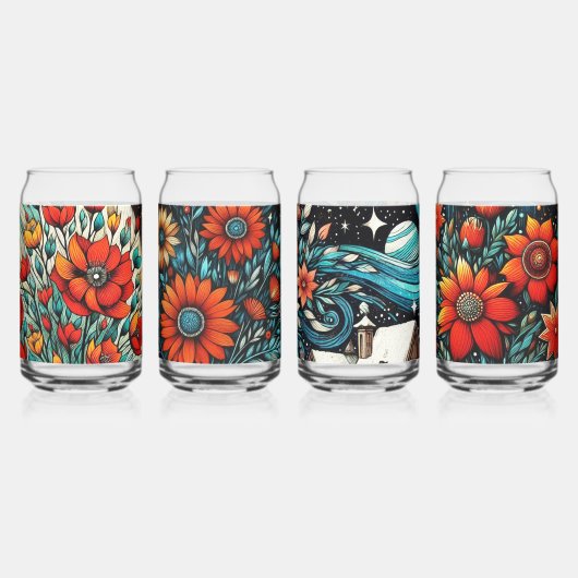 Hedendaagse kunst bloeit in de ruimte blikvorm glas (Achterkant)