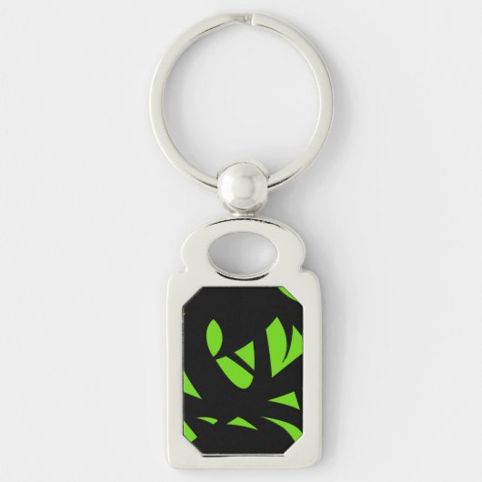 Hedendaagse Kunst Groen/Zwart Sleutelhanger (Voorkant)