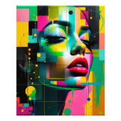 Hedendaagse Kunst Moderne Portret Vrouwen Groen Ro Foto Afdruk (Voorkant)