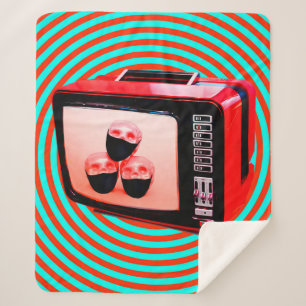 Hedendaagse kunstcollage. Tv news Corona virus con Sherpa Deken