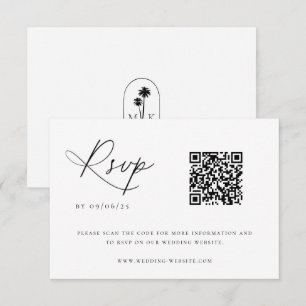 Hedendaagse Kust Chic Trouw QR-code RSVP Kaartje