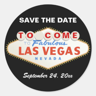 Hedendaagse Las Vegas teken bruiloft Save the Date Ronde Sticker