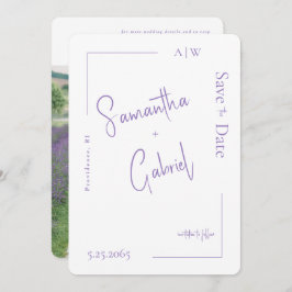 Hedendaagse Lavendel Foto Bruiloft Save the Date