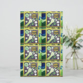 Hedendaagse leuke mozaïek kunst print – een speels briefpapier (Staand voorkant)