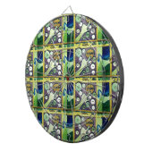 Hedendaagse leuke mozaïek kunst print – een speels dartbord (Voorkant Rechts)