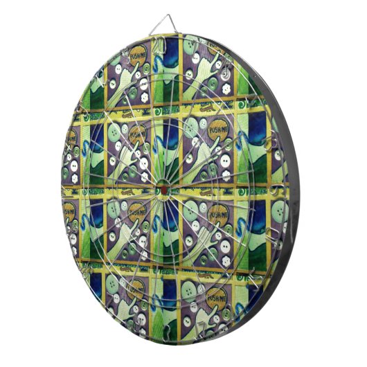 Hedendaagse leuke mozaïek kunst print – een speels dartbord (Voorkant Rechts)