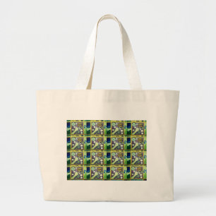 Hedendaagse leuke mozaïek kunst print – een speels grote tote bag