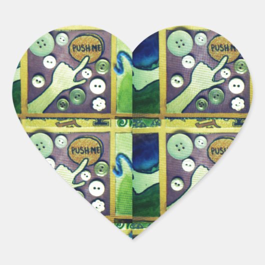 Hedendaagse leuke mozaïek kunst print – een speels hart sticker (Voorkant)