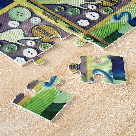 Hedendaagse leuke mozaïek kunst print – een speels legpuzzel (Zijkant)