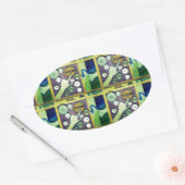 Hedendaagse leuke mozaïek kunst print – een speels ovale sticker (Envelop)
