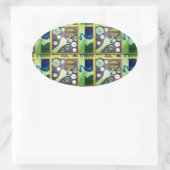 Hedendaagse leuke mozaïek kunst print – een speels ovale sticker (Tas)