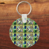 Hedendaagse leuke mozaïek kunst print – een speels sleutelhanger (Voorkant)