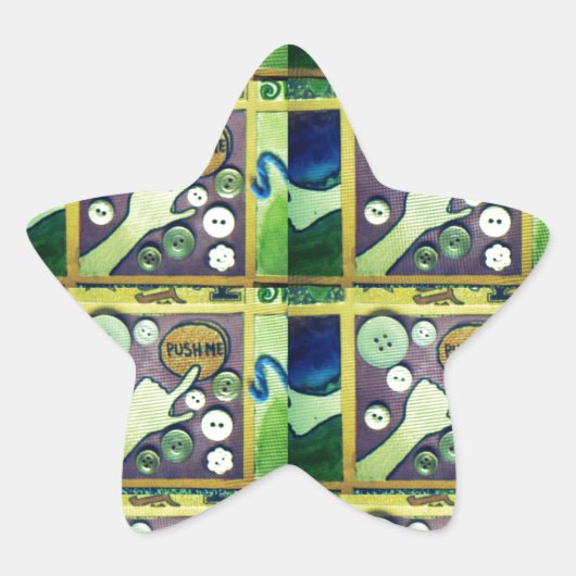 Hedendaagse leuke mozaïek kunst print – een speels ster sticker (Voorkant)