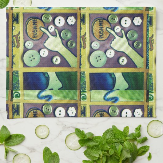 Hedendaagse leuke mozaïek kunst print – een speels theedoek (Gevouwen)