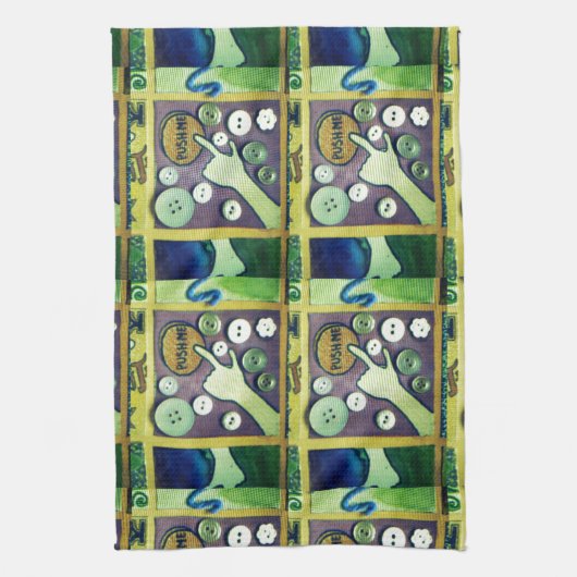 Hedendaagse leuke mozaïek kunst print – een speels theedoek (Verticaal)