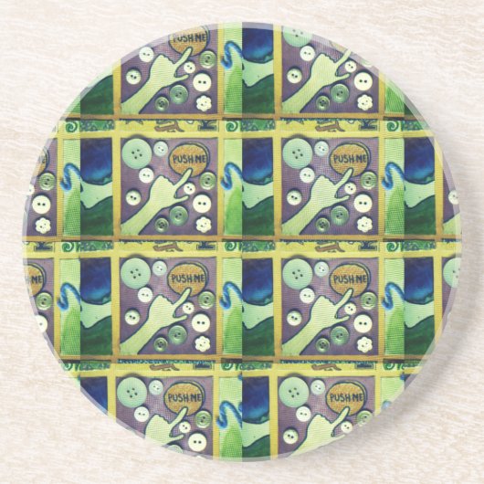 Hedendaagse leuke mozaïek kunst print – een speels zandsteen onderzetter (Voorkant)